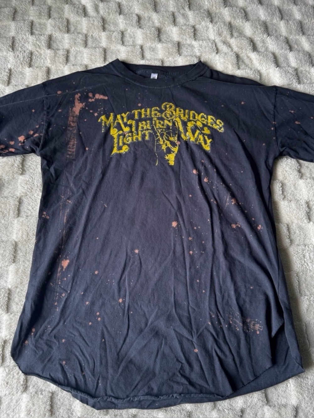 Black Short-Sleeve Graphic Tee with Yellow Chest Print